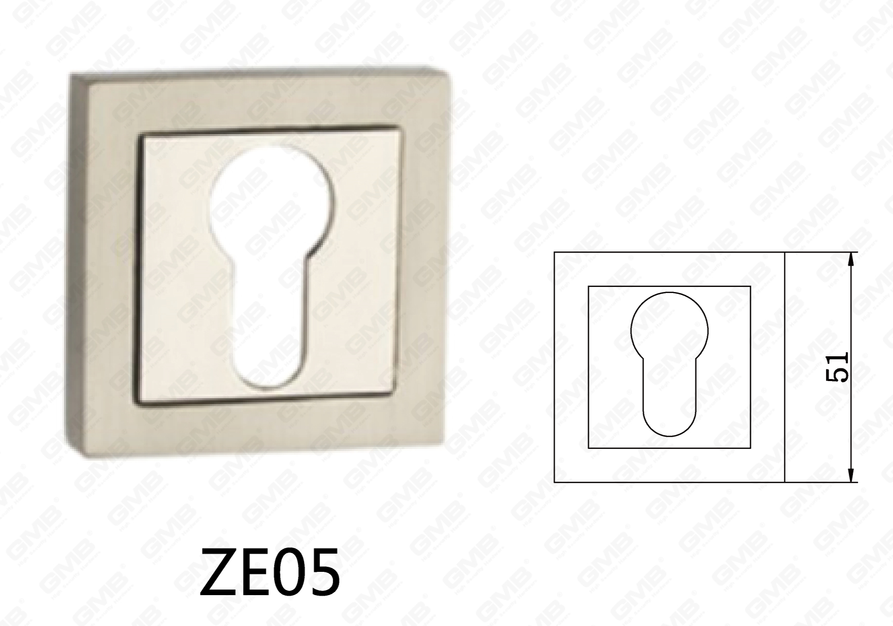 Zamak-Zink-Legierungs-Aluminiumtürgriff-Quadrat-Rosette (ZE05)